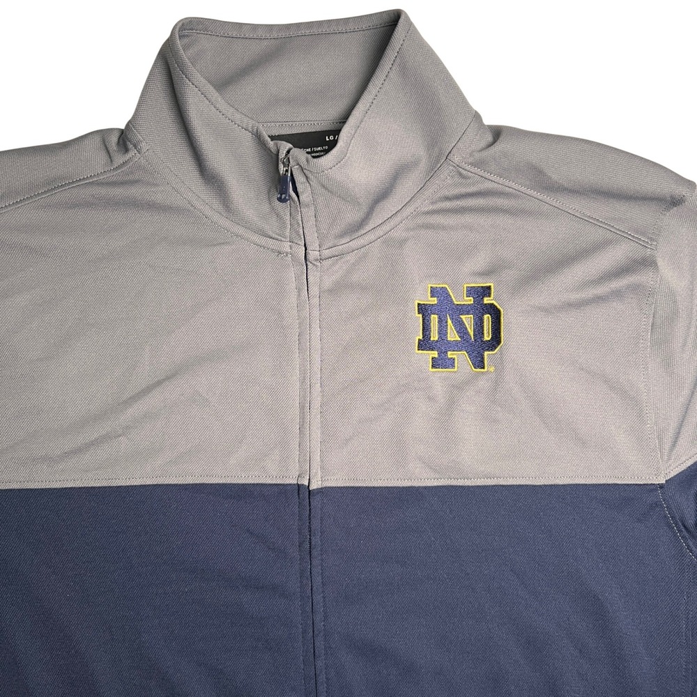 Notre Dame Fighting Irish Under Armour Mens L Full Zip Up Jacket Navy Gray Logo - Picture 2 of 8
